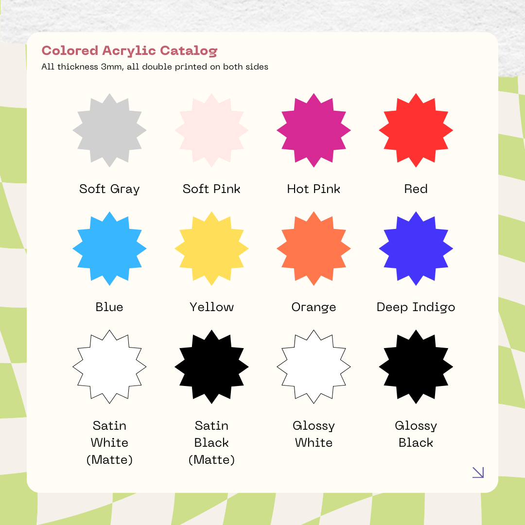 Single-board Colored Acrylic Charms